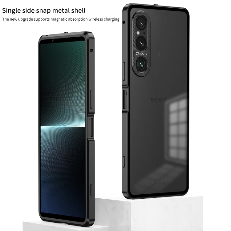 For Sony Xperia 1 V Snap Buckle Metal Frame Frosted Phone Case(Silver) - Sony Cases by buy2fix | Online Shopping UK | buy2fix