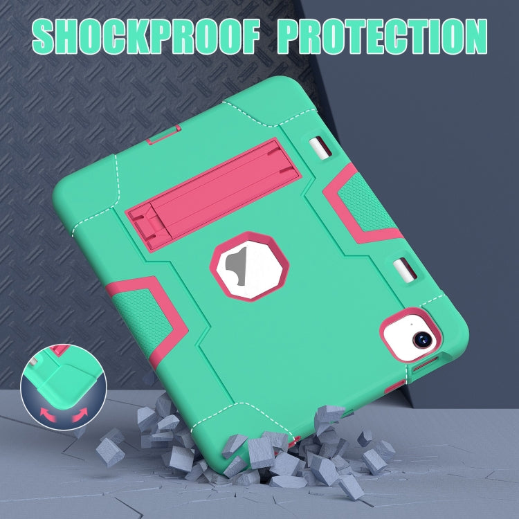For iPad Air 11 2025 / 2024 Contrast Color Silicone Acrylic PC Tablet Case with Holder(Mint Green Rose Red) - iPad Air 11 2025 / 2024 Cases by buy2fix | Online Shopping UK | buy2fix