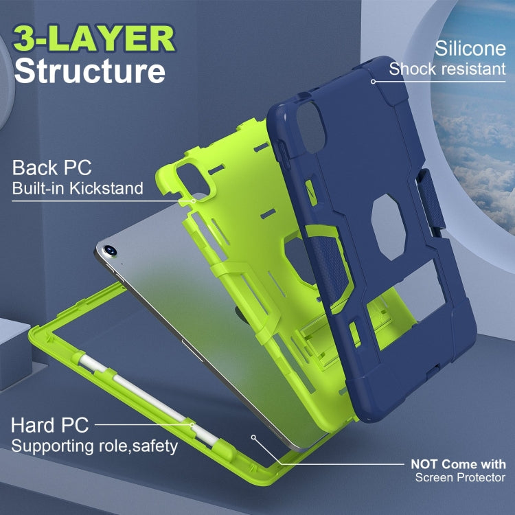 For iPad Air 11 2025 / 2024 Contrast Color Silicone Acrylic PC Tablet Case with Holder(Navy Blue Yellow Green) - iPad Air 11 2025 / 2024 Cases by buy2fix | Online Shopping UK | buy2fix