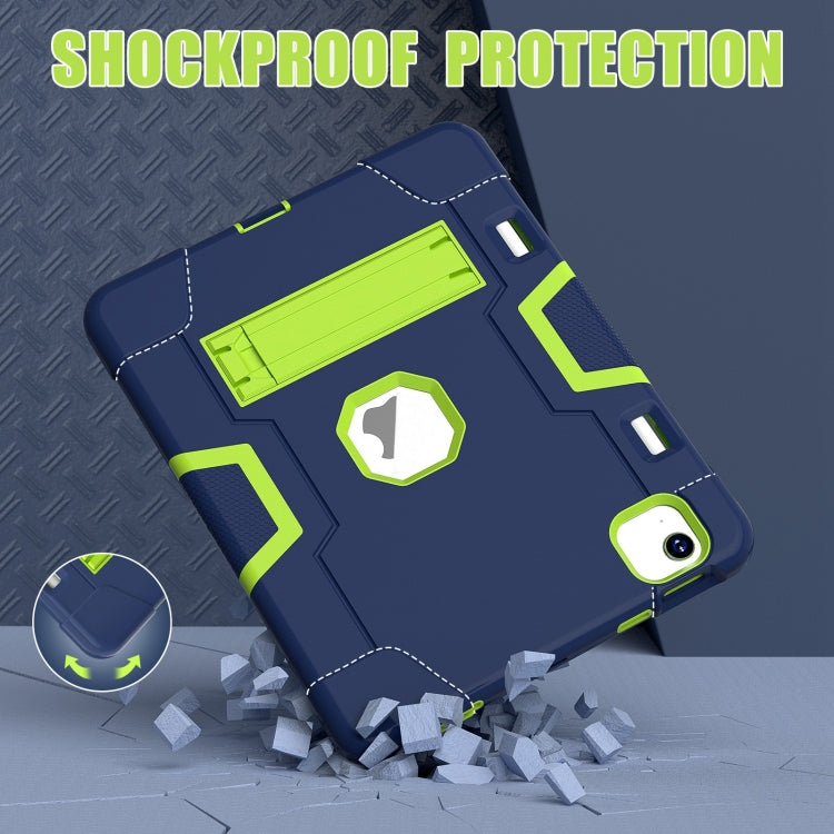 For iPad Air 11 2025 / 2024 Contrast Color Silicone Acrylic PC Tablet Case with Holder(Navy Blue Yellow Green) - iPad Air 11 2025 / 2024 Cases by buy2fix | Online Shopping UK | buy2fix