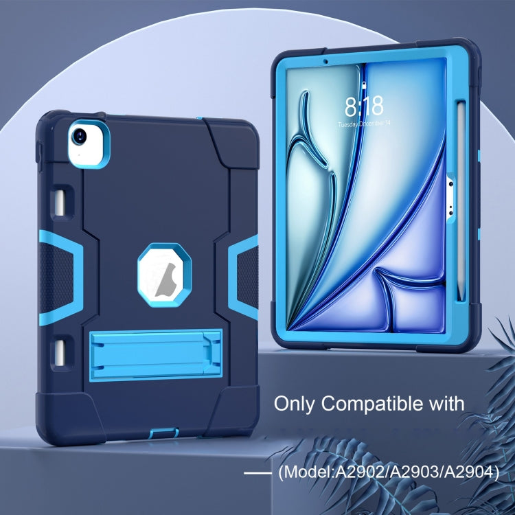For iPad Air 11 2025 / 2024 Contrast Color Silicone Acrylic PC Tablet Case with Holder(Navy Blue) - iPad Air 11 2025 / 2024 Cases by buy2fix | Online Shopping UK | buy2fix