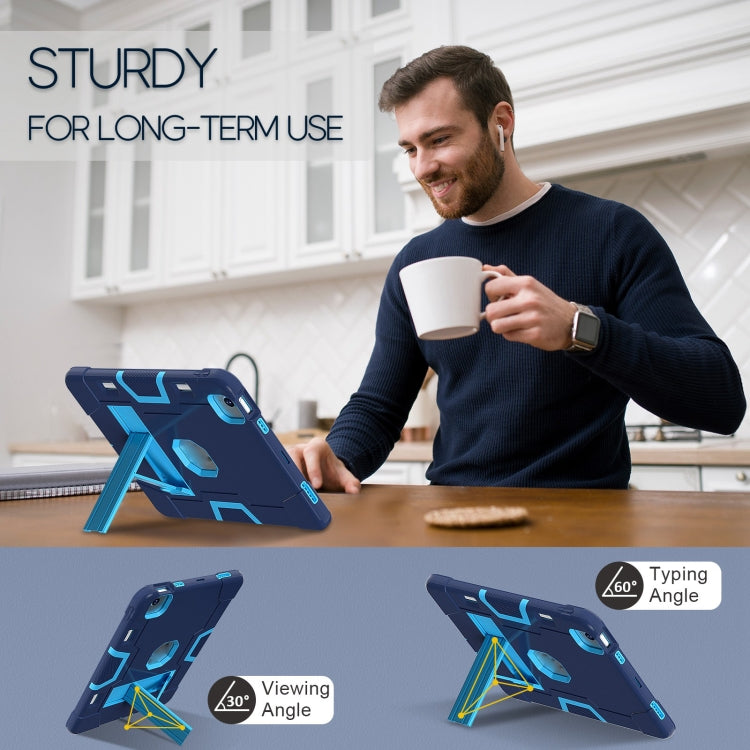 For iPad Air 11 2025 / 2024 Contrast Color Silicone Acrylic PC Tablet Case with Holder(Navy Blue) - iPad Air 11 2025 / 2024 Cases by buy2fix | Online Shopping UK | buy2fix