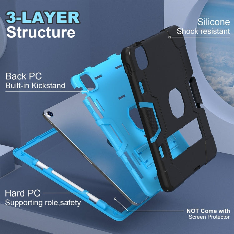 For iPad Air 11 2025 / 2024 Contrast Color Silicone Acrylic PC Tablet Case with Holder(Black Blue) - iPad Air 11 2025 / 2024 Cases by buy2fix | Online Shopping UK | buy2fix