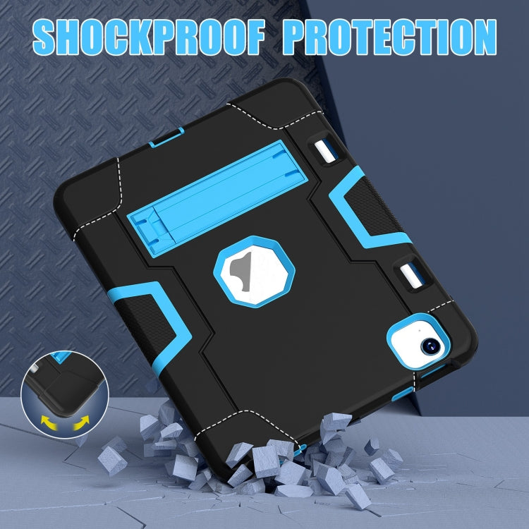 For iPad Air 11 2025 / 2024 Contrast Color Silicone Acrylic PC Tablet Case with Holder(Black Blue) - iPad Air 11 2025 / 2024 Cases by buy2fix | Online Shopping UK | buy2fix