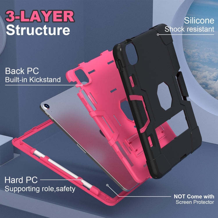 For iPad Air 11 2025 / 2024 Contrast Color Silicone Acrylic PC Tablet Case with Holder(Black Rose Red) - iPad Air 11 2025 / 2024 Cases by buy2fix | Online Shopping UK | buy2fix