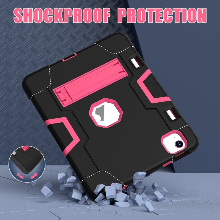For iPad Air 11 2025 / 2024 Contrast Color Silicone Acrylic PC Tablet Case with Holder(Black Rose Red) - iPad Air 11 2025 / 2024 Cases by buy2fix | Online Shopping UK | buy2fix