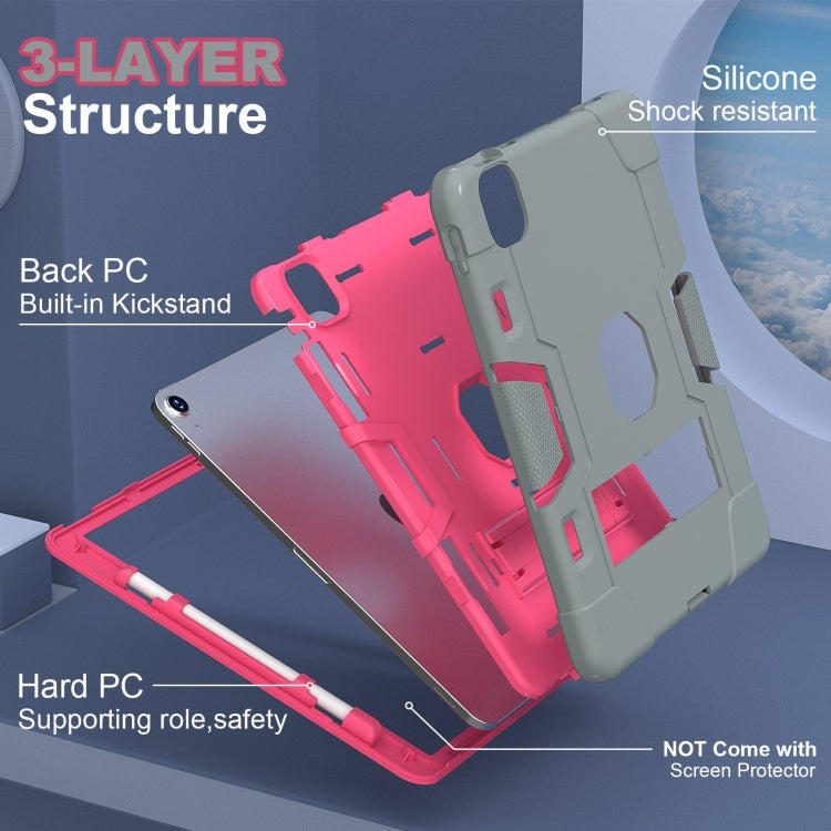 For iPad Air 11 2025 / 2024 Contrast Color Silicone Acrylic PC Tablet Case with Holder(Grey Rose Red) - iPad Air 11 2025 / 2024 Cases by buy2fix | Online Shopping UK | buy2fix