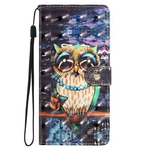 For Motorola Edge 2024 3D Pattern Leather Phone Case(Big-eyed owl) by buy2fix