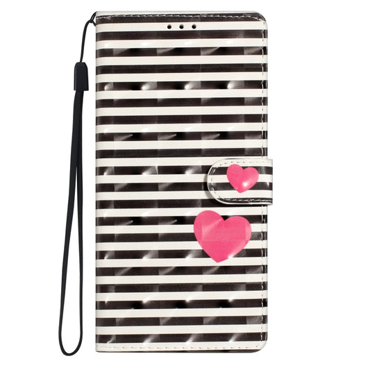 For Motorola Moto G Play 2024 3D Pattern Leather Phone Case(Striped Heart) by buy2fix