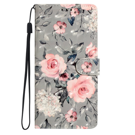 For Google Pixel 9 / 9 Pro 3D Pattern Leather Phone Case(Gray Base Flower) by buy2fix