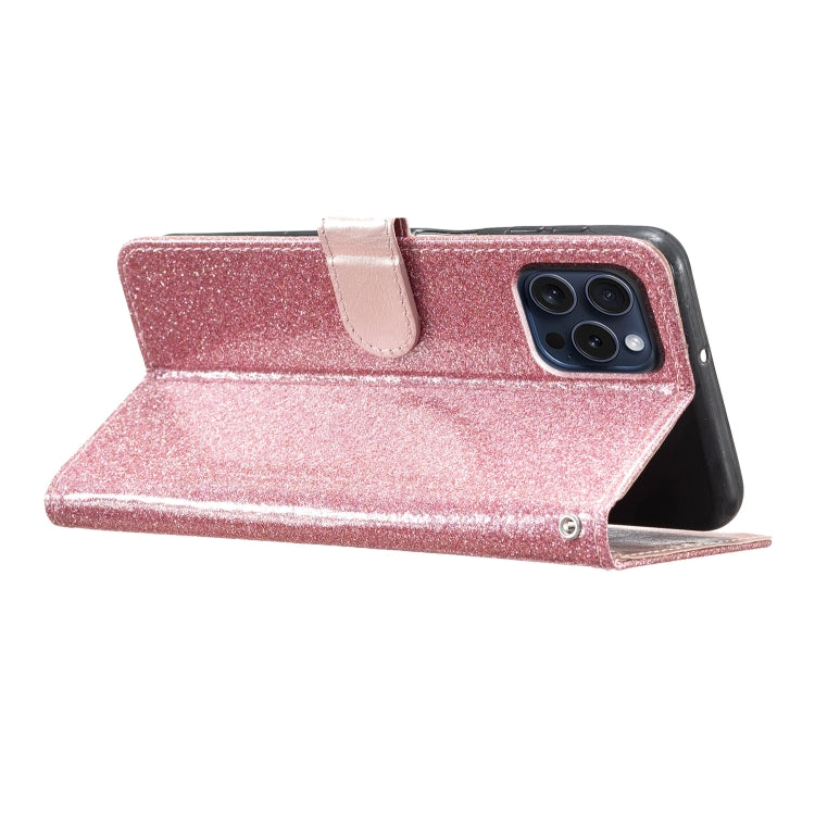 For iPhone 16 Pro Max Glitter Powder Flip Leather Phone Case(Rose Gold) by buy2fix