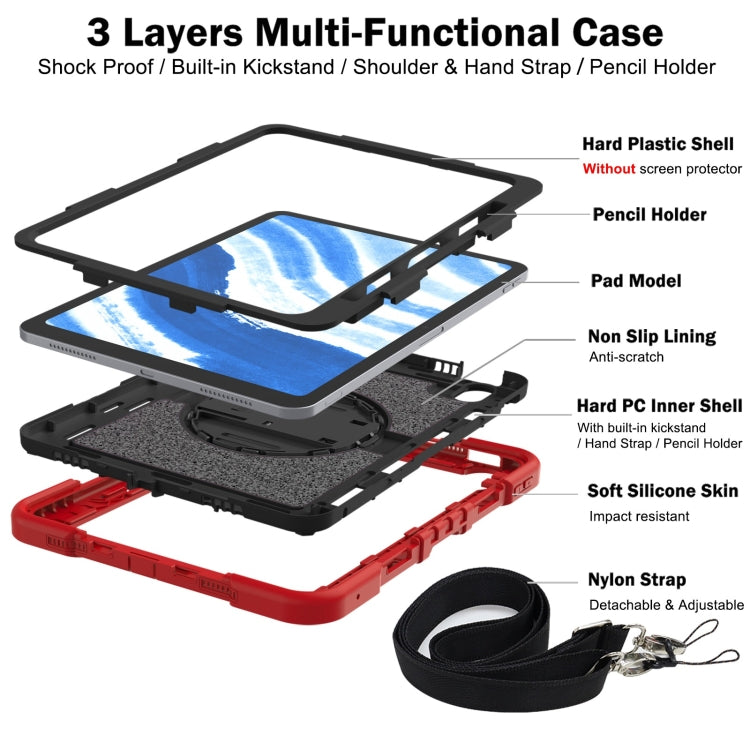 For iPad Air 11 2025 / 2024 360 Degree Rotation PC Contrast Silicone Tablet Case(Red + Black) - iPad Air 11 2025 / 2024 Cases by buy2fix | Online Shopping UK | buy2fix