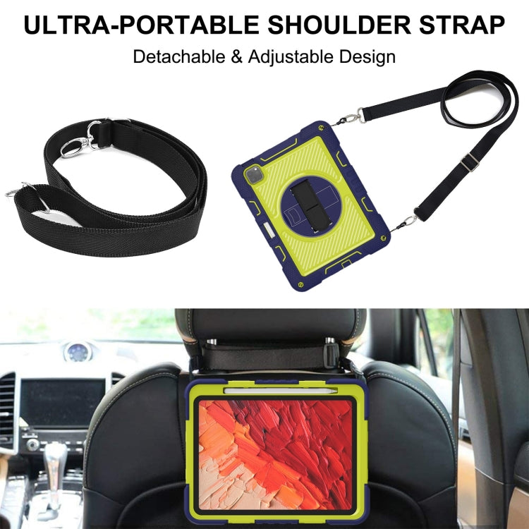 For iPad Pro 11 2025 / 2024 360 Degree Rotation PC Contrast Silicone Tablet Case(Navy Blue + Yellow Green) by buy2fix