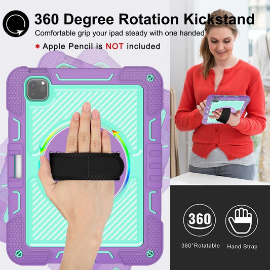 For iPad Pro 11 2025 / 2024 360 Degree Rotation PC Contrast Silicone Tablet Case(Purple + Mint Green) by buy2fix