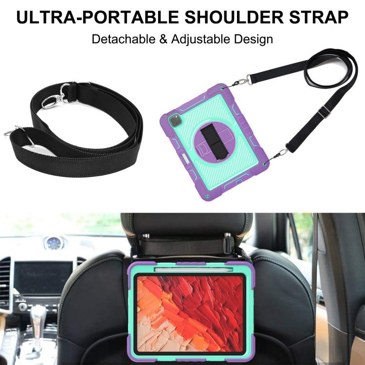 For iPad Pro 11 2025 / 2024 360 Degree Rotation PC Contrast Silicone Tablet Case(Purple + Mint Green) by buy2fix