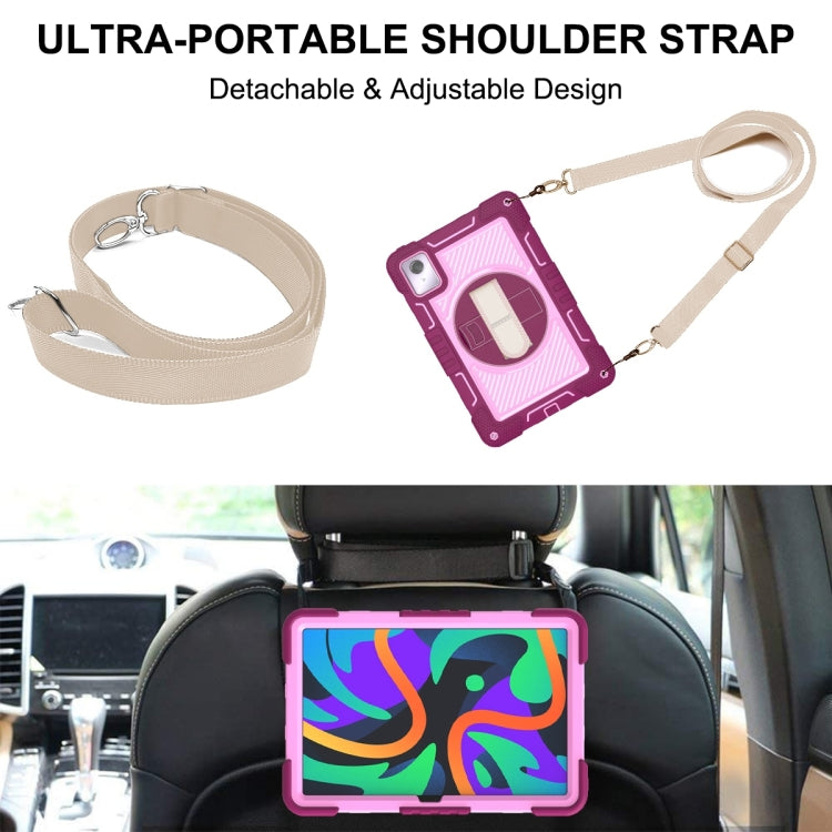 For Lenovo Tab M11 / Xiaoxin Pad 11 2024 360 Degree Rotation PC Contrast Silicone Tablet Case(Rose Red + Pink) by buy2fix