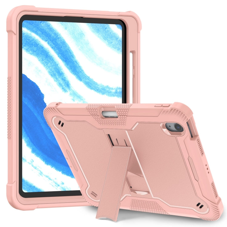 For iPad Air 11 2024 / Air 2022 10.9 Shockproof Silicone Hybrid PC Tablet Case with Holder(Rose Gold) - iPad Air 11 2025 / 2024 Cases by buy2fix | Online Shopping UK | buy2fix