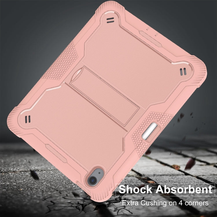 For iPad Air 11 2024 / Air 2022 10.9 Shockproof Silicone Hybrid PC Tablet Case with Holder(Rose Gold) - iPad Air 11 2025 / 2024 Cases by buy2fix | Online Shopping UK | buy2fix