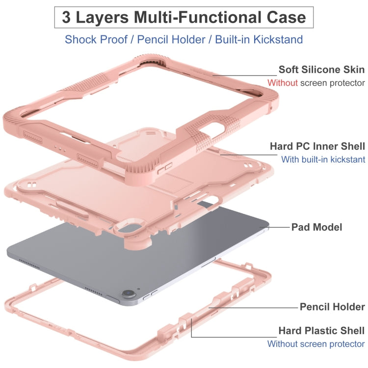 For iPad Air 11 2024 / Air 2022 10.9 Shockproof Silicone Hybrid PC Tablet Case with Holder(Rose Gold) - iPad Air 11 2025 / 2024 Cases by buy2fix | Online Shopping UK | buy2fix