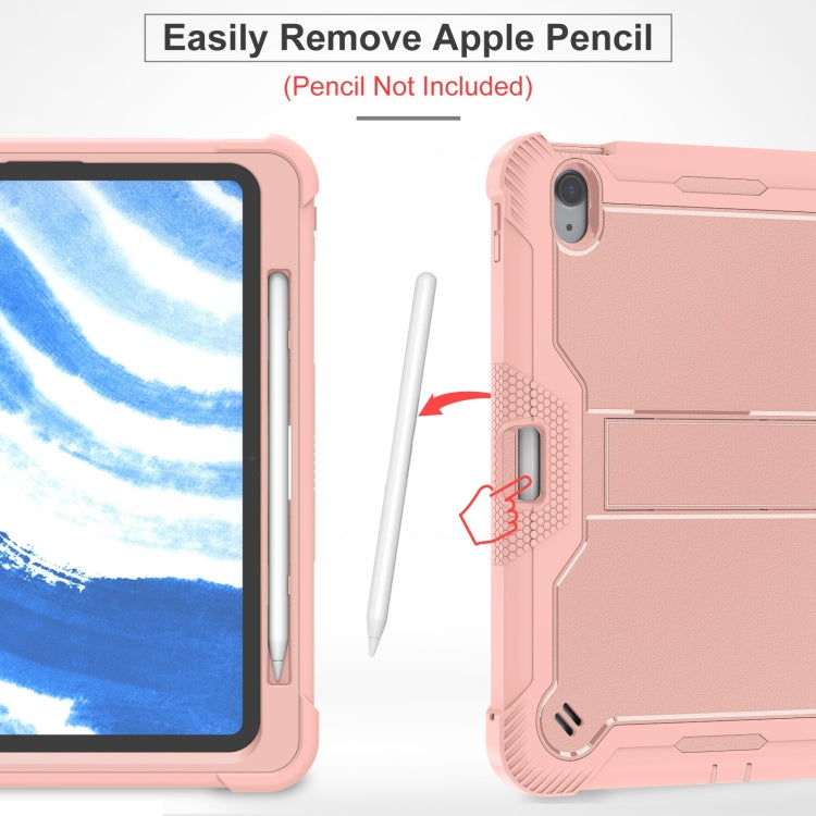 For iPad Air 11 2024 / Air 2022 10.9 Shockproof Silicone Hybrid PC Tablet Case with Holder(Rose Gold) - iPad Air 11 2025 / 2024 Cases by buy2fix | Online Shopping UK | buy2fix