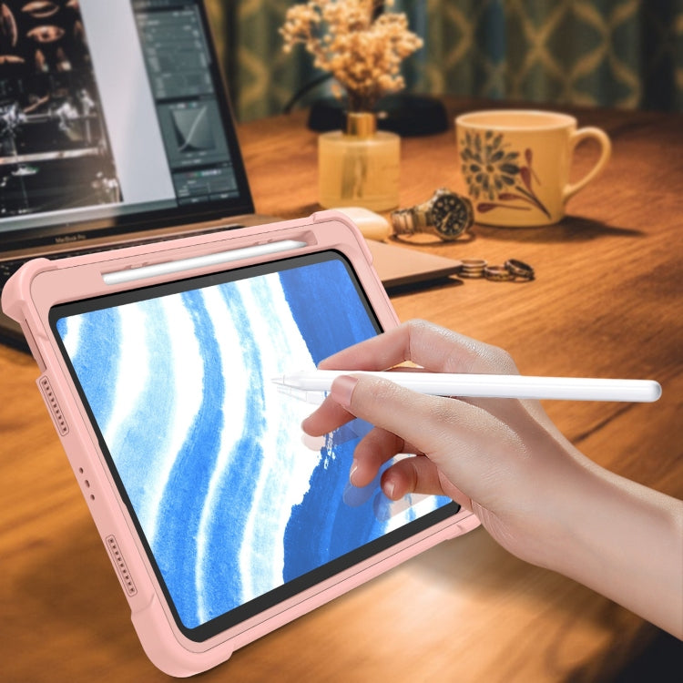For iPad Air 11 2024 / Air 2022 10.9 Shockproof Silicone Hybrid PC Tablet Case with Holder(Rose Gold) - iPad Air 11 2025 / 2024 Cases by buy2fix | Online Shopping UK | buy2fix