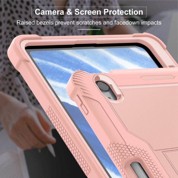 For iPad Air 11 2024 / Air 2022 10.9 Shockproof Silicone Hybrid PC Tablet Case with Holder(Rose Gold) - iPad Air 11 2025 / 2024 Cases by buy2fix | Online Shopping UK | buy2fix