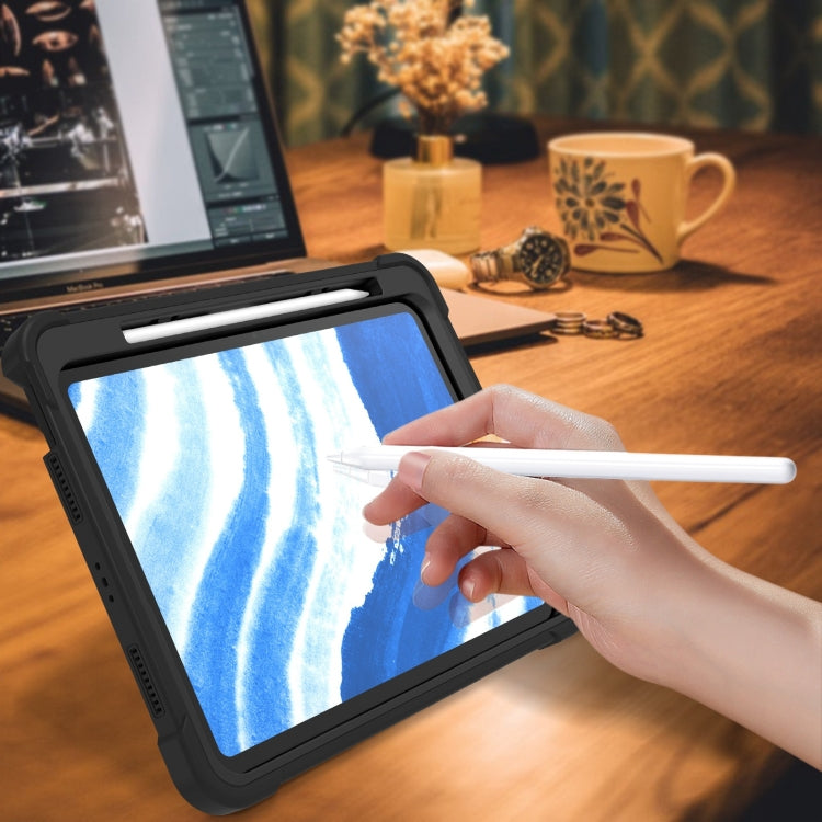 For iPad Air 11 2024 / Air 2022 10.9 Shockproof Silicone Hybrid PC Tablet Case with Holder(Black) - iPad Air 11 2025 / 2024 Cases by buy2fix | Online Shopping UK | buy2fix