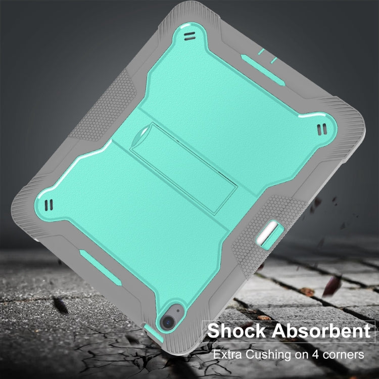 For iPad Air 13 2024 Shockproof Silicone Hybrid PC Tablet Case with Holder(Mint Green + Grey) - iPad Air 13 2025 / 2024 Cases by buy2fix | Online Shopping UK | buy2fix