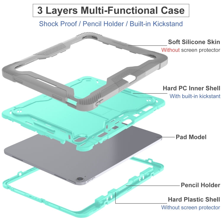 For iPad Air 13 2024 Shockproof Silicone Hybrid PC Tablet Case with Holder(Mint Green + Grey) - iPad Air 13 2025 / 2024 Cases by buy2fix | Online Shopping UK | buy2fix