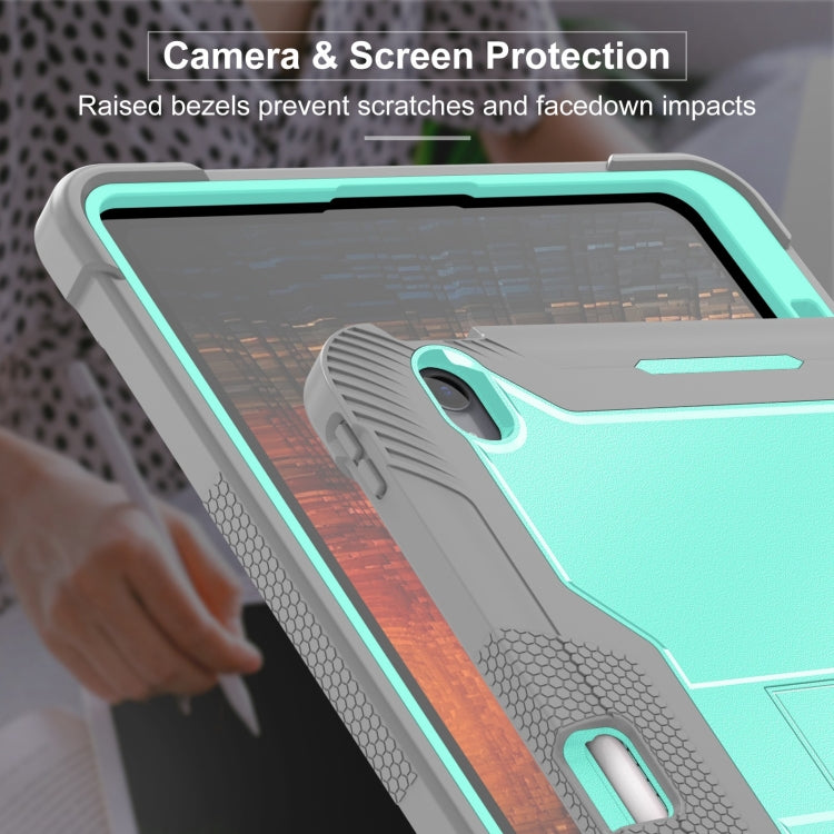 For iPad Air 13 2024 Shockproof Silicone Hybrid PC Tablet Case with Holder(Mint Green + Grey) - iPad Air 13 2025 / 2024 Cases by buy2fix | Online Shopping UK | buy2fix