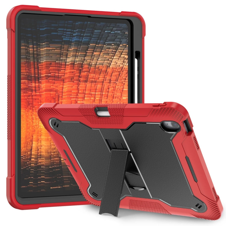 For iPad Air 13 2024 Shockproof Silicone Hybrid PC Tablet Case with Holder(Black + Red) - iPad Air 13 2025 / 2024 Cases by buy2fix | Online Shopping UK | buy2fix
