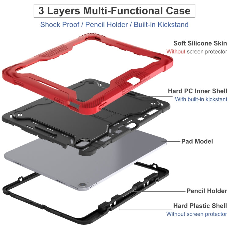 For iPad Air 13 2024 Shockproof Silicone Hybrid PC Tablet Case with Holder(Black + Red) - iPad Air 13 2025 / 2024 Cases by buy2fix | Online Shopping UK | buy2fix