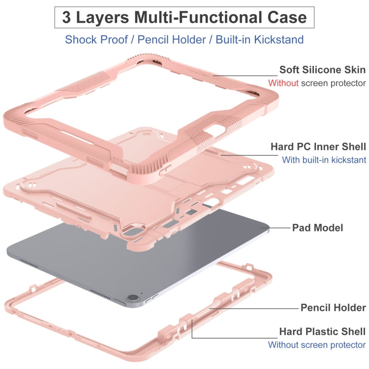 For iPad Air 13 2024 Shockproof Silicone Hybrid PC Tablet Case with Holder(Rose Gold) - iPad Air 13 2025 / 2024 Cases by buy2fix | Online Shopping UK | buy2fix