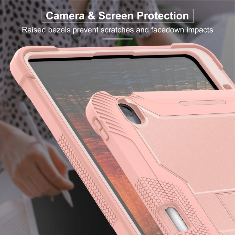 For iPad Air 13 2024 Shockproof Silicone Hybrid PC Tablet Case with Holder(Rose Gold) - iPad Air 13 2025 / 2024 Cases by buy2fix | Online Shopping UK | buy2fix