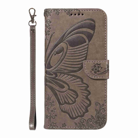 For OnePlus 12 Swallowtail Butterfly Embossed Leather Phone Case(Grey) by buy2fix