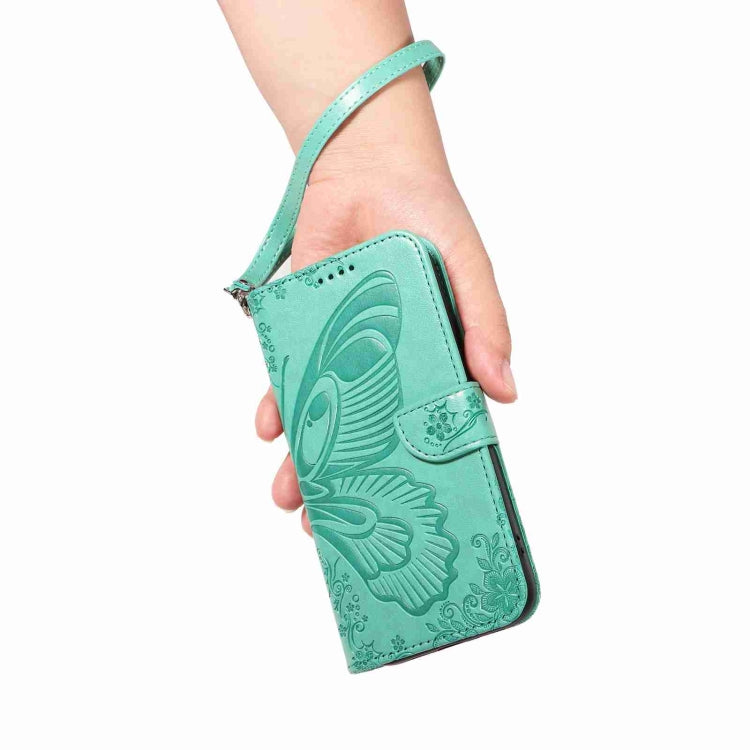 For Sony Xperia 10 VI 2024 Swallowtail Butterfly Embossed Leather Phone Case(Green) by buy2fix