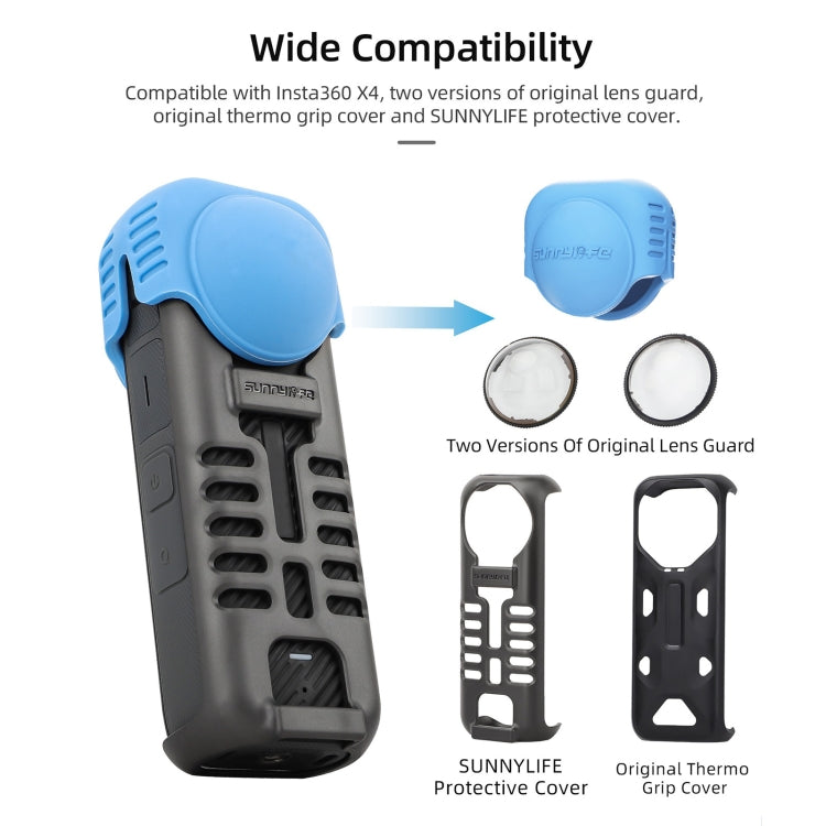 For Insta360 X4 / X5 Sunnylife Silicone Shockproof Case Lens Body Cover Kit(Blue) - Case & Bags by Sunnylife | Online Shopping UK | buy2fix