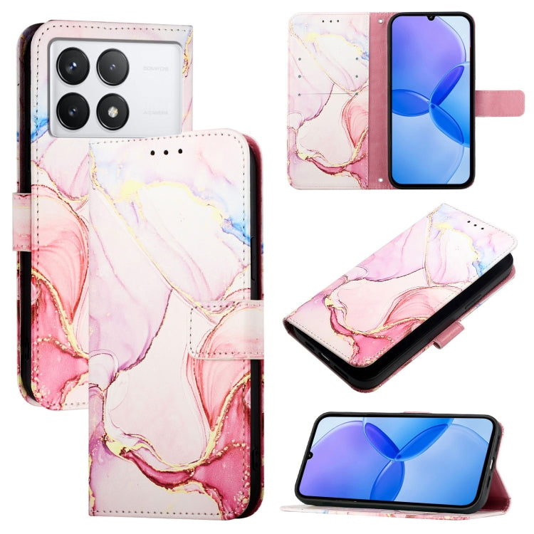 For Xiaomi Redmi K70 / K70 Pro PT003 Marble Pattern Flip Leather Phone Case(Rose Gold) - Xiaomi Cases by buy2fix | Online Shopping UK | buy2fix