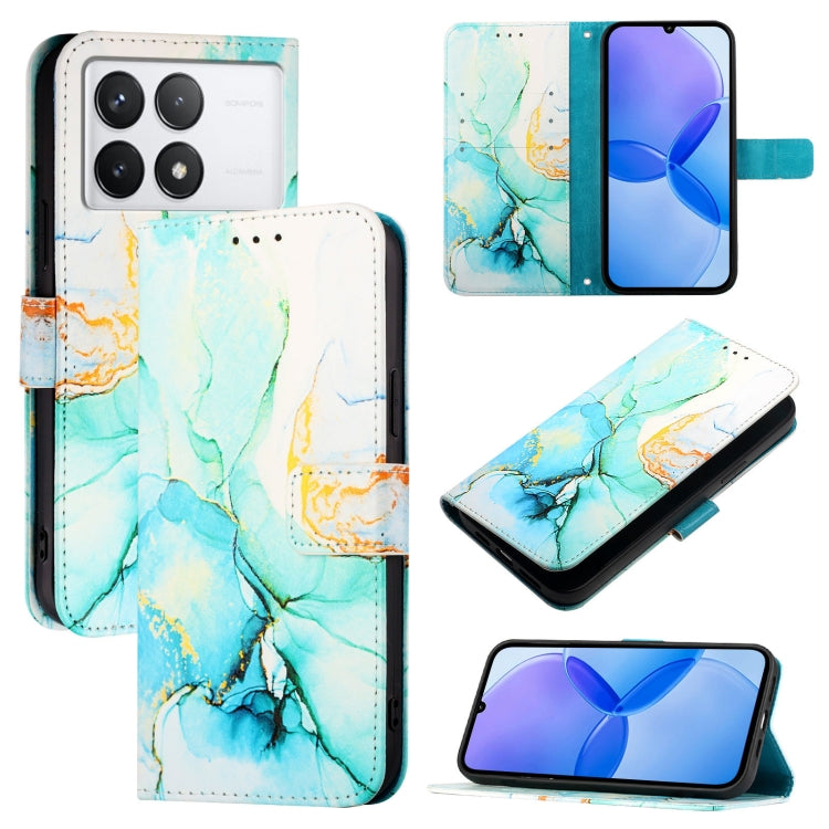 For Xiaomi Redmi K70 / K70 Pro PT003 Marble Pattern Flip Leather Phone Case(Green) - Xiaomi Cases by buy2fix | Online Shopping UK | buy2fix