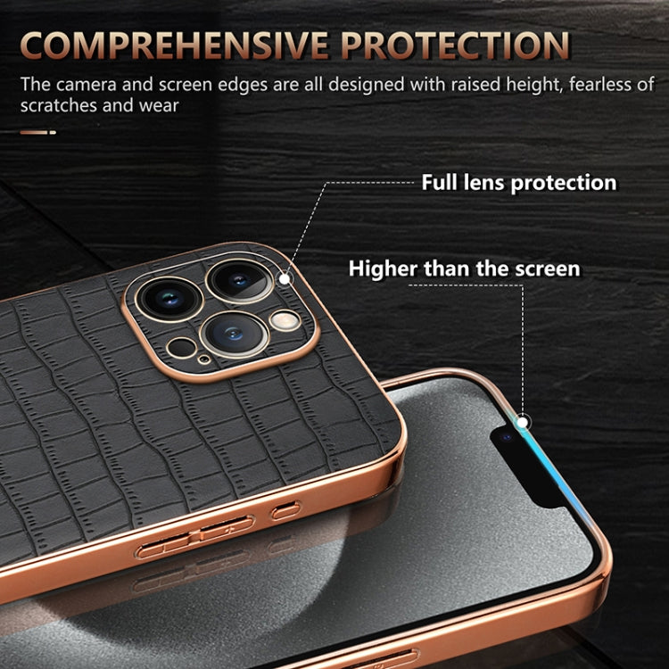 For iPhone 12 Pro Max AZNS Electroplated Frame Crocodile Texture Full Coverage Phone Case(White) - iPhone 12 Pro Max Cases by AZNS | Online Shopping UK | buy2fix