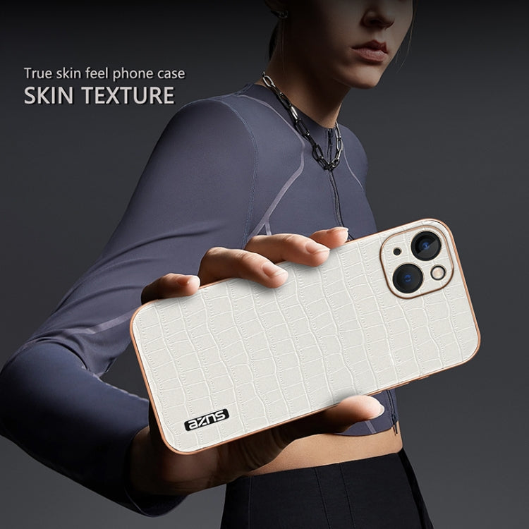 For iPhone 13 AZNS Electroplated Frame Crocodile Texture Full Coverage Phone Case(Black) - iPhone 13 Cases by AZNS | Online Shopping UK | buy2fix