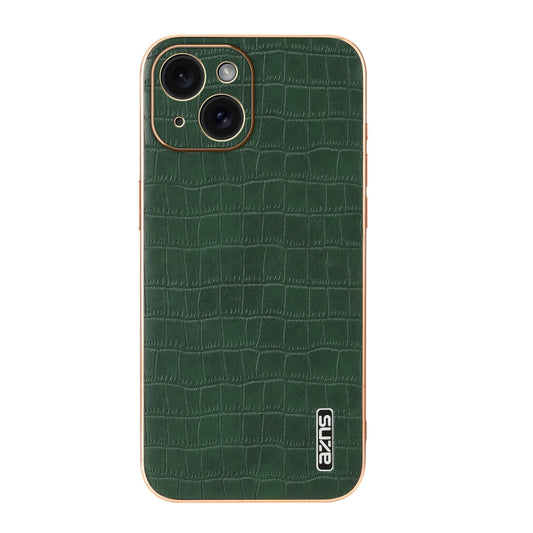 For iPhone 15 Plus AZNS Electroplated Frame Crocodile Texture Full Coverage Phone Case(Green) - iPhone 15 Plus Cases by AZNS | Online Shopping UK | buy2fix