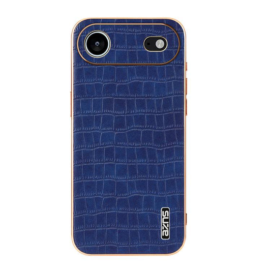 For iPhone 17 Air AZNS Electroplated Frame Crocodile Texture Full Coverage Phone Case(Blue) - iPhone 17 Air Cases by AZNS | Online Shopping UK | buy2fix