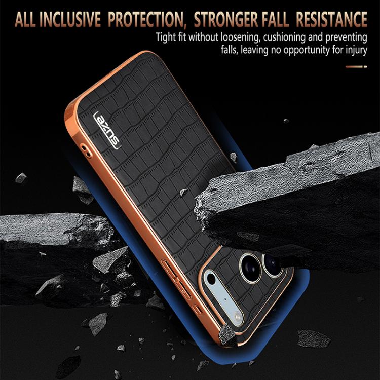 For iPhone 17 Pro AZNS Electroplated Frame Crocodile Texture Full Coverage Phone Case(Green) - iPhone 17 Pro Cases by AZNS | Online Shopping UK | buy2fix