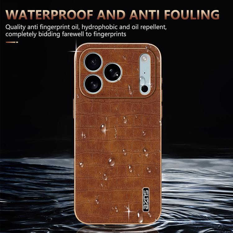 For iPhone 17 Pro AZNS Electroplated Frame Crocodile Texture Full Coverage Phone Case(Green) - iPhone 17 Pro Cases by AZNS | Online Shopping UK | buy2fix