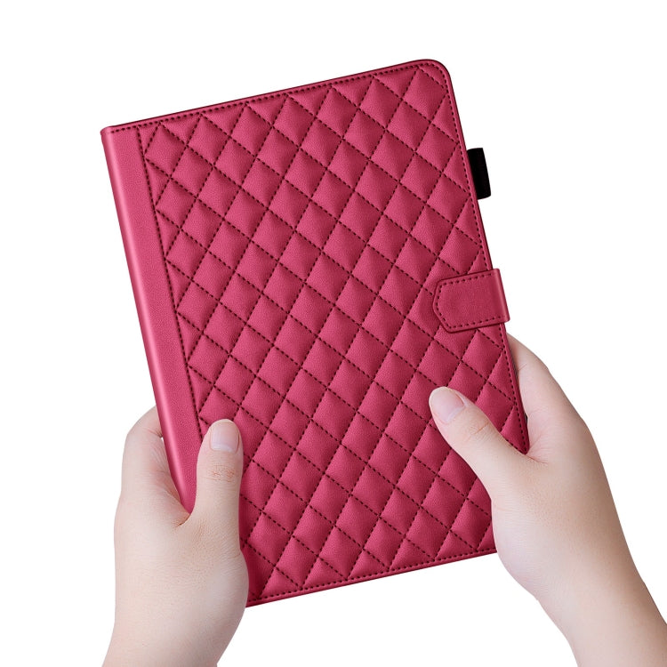 For iPad Pro 12.9 2022 / 2021 / 2020 Rhombus Lattice Leather Smart Tablet Case(Red) - iPad Pro 12.9 (2022/2021) Cases by buy2fix | Online Shopping UK | buy2fix