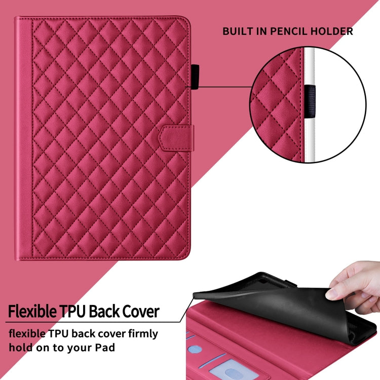 For iPad Pro 12.9 2022 / 2021 / 2020 Rhombus Lattice Leather Smart Tablet Case(Red) - iPad Pro 12.9 (2022/2021) Cases by buy2fix | Online Shopping UK | buy2fix