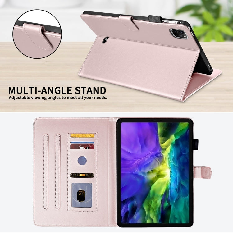 For iPad Pro 12.9 2022 / 2021 / 2020 Rhombus Lattice Leather Smart Tablet Case(Rose Gold) - iPad Pro 12.9 (2022/2021) Cases by buy2fix | Online Shopping UK | buy2fix
