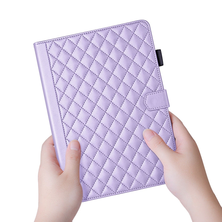 For iPad Pro 12.9 2022 / 2021 / 2020 Rhombus Lattice Leather Smart Tablet Case(Purple) - iPad Pro 12.9 (2022/2021) Cases by buy2fix | Online Shopping UK | buy2fix