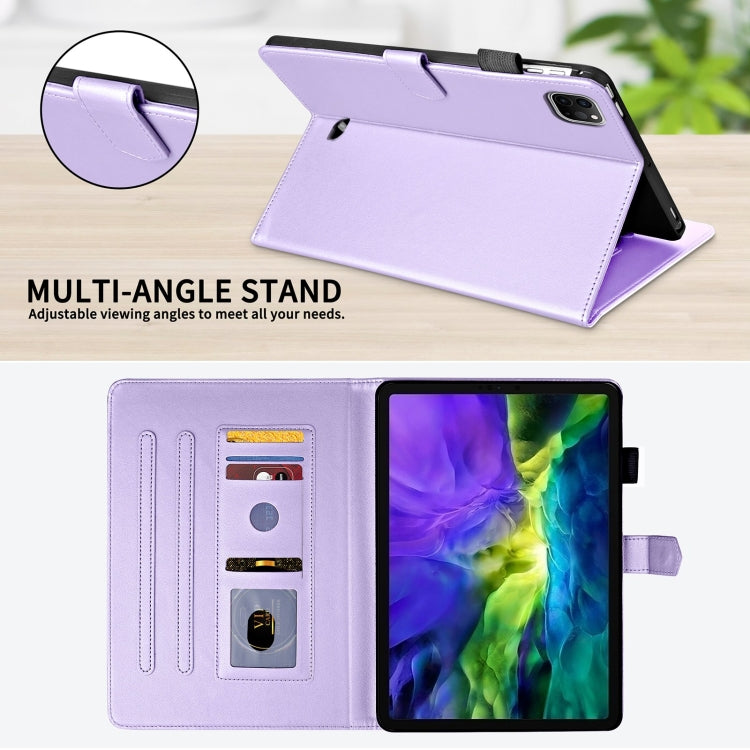 For iPad Pro 12.9 2022 / 2021 / 2020 Rhombus Lattice Leather Smart Tablet Case(Purple) - iPad Pro 12.9 (2022/2021) Cases by buy2fix | Online Shopping UK | buy2fix